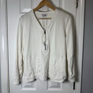 Athleta Eastbound Sweatshirt Size Large Cream Half Zip